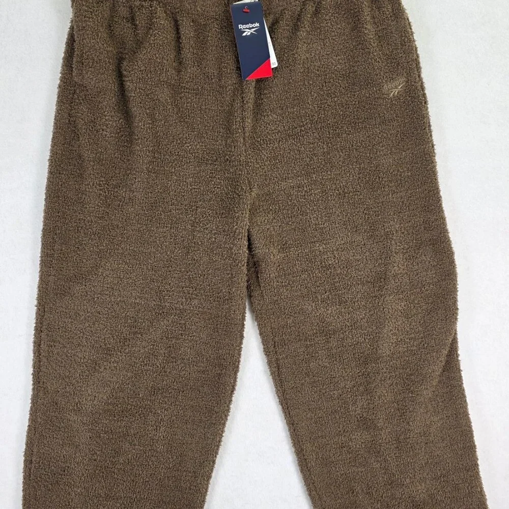 Reebok XL‎ Brown Plush Fleece Lounge Pants Elastic Waist NWT